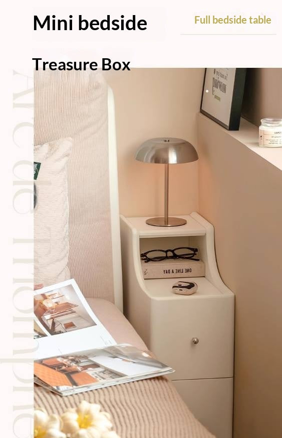 Solid Rubberwood Cream Style Nightstand