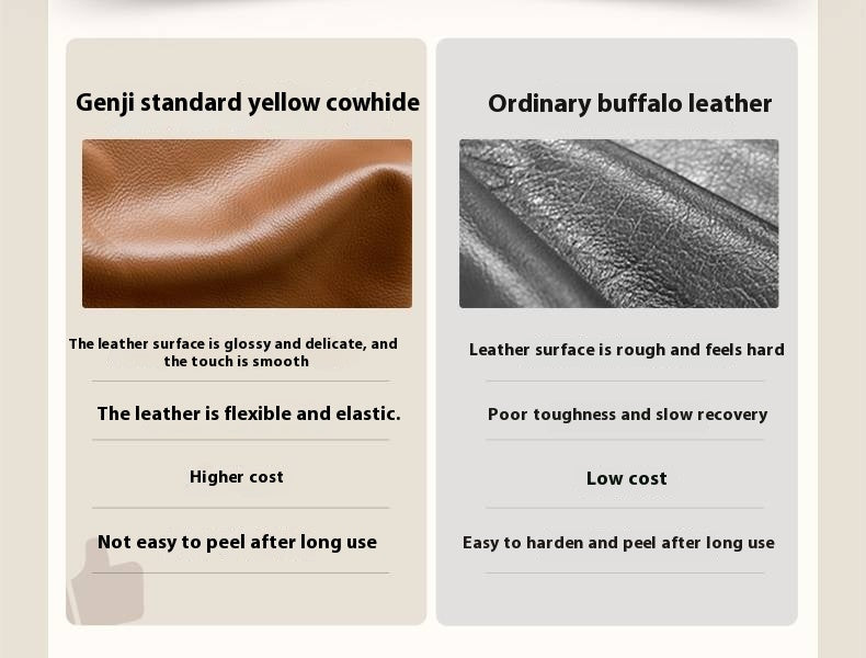 Genuine Leather Italian Minimalist Sectional Sofa – First-Layer Cowhide Corner Sofa with Chaise Lounge