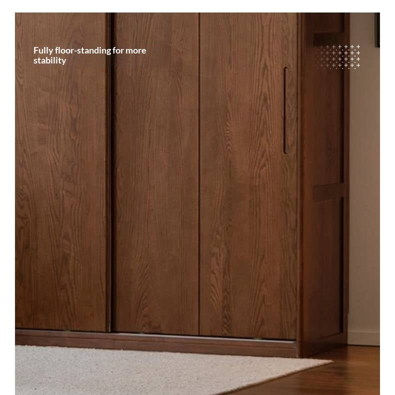 White Ash, Ash, Oak Solid Wood Wardrobe With Sliding Doors