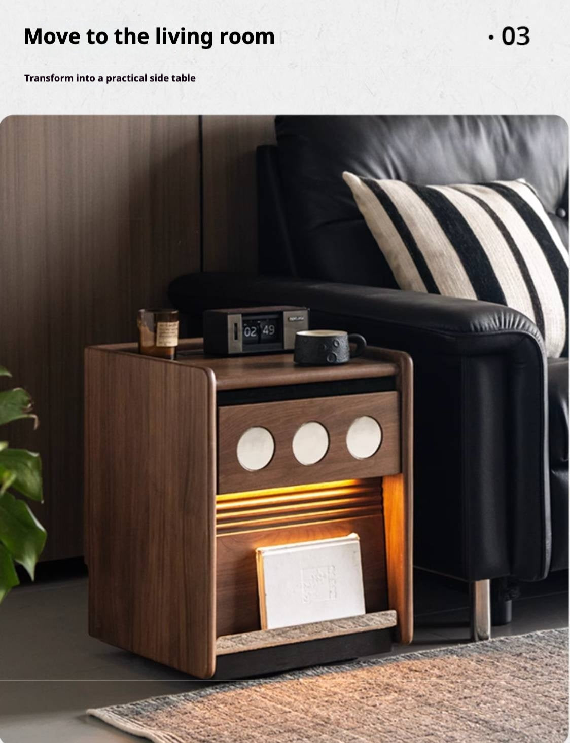 Black Walnut, Cherry, Ash, Sandalwood, Tulipwood Solid Wood Nightstand