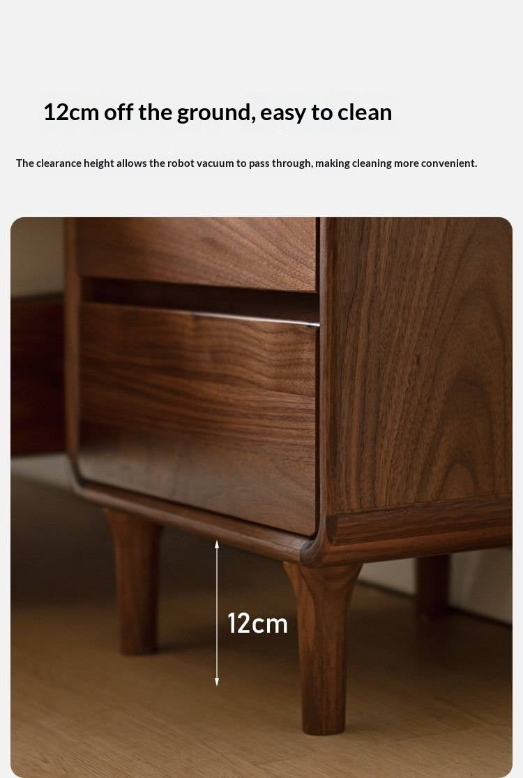 Black Walnut Solid Wood, Sandalwood Lockable Nightstand