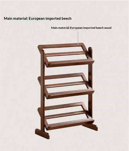 Beech Solid Wood Slim Shoe Rack with Tiered Shelves