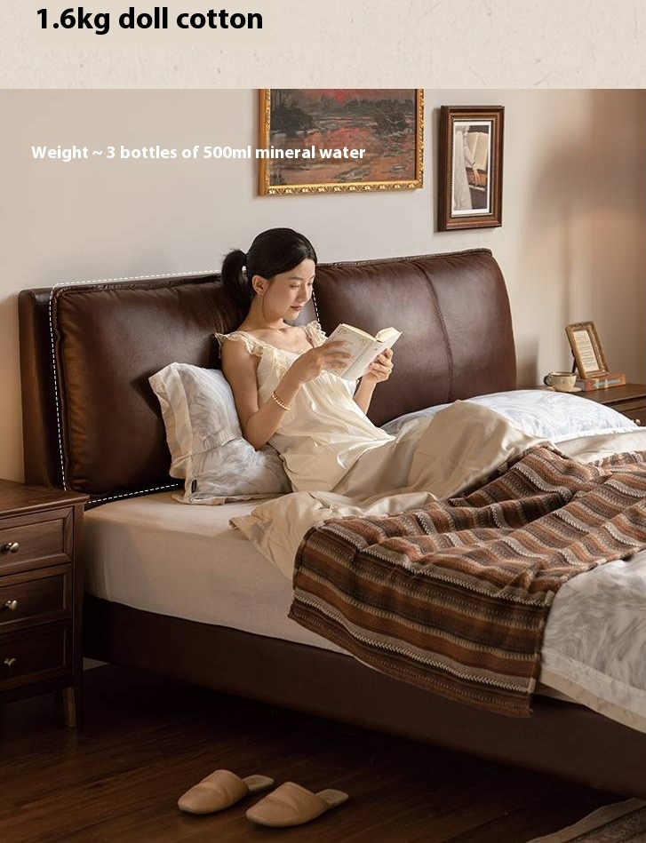 Leather Soft Upholstery, Light Luxury Bed American Retro Style