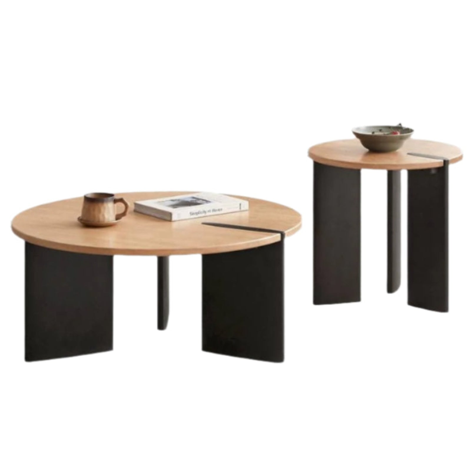 Oak Solid Wood Wabi-Sabi Style Creative Round Coffee Table