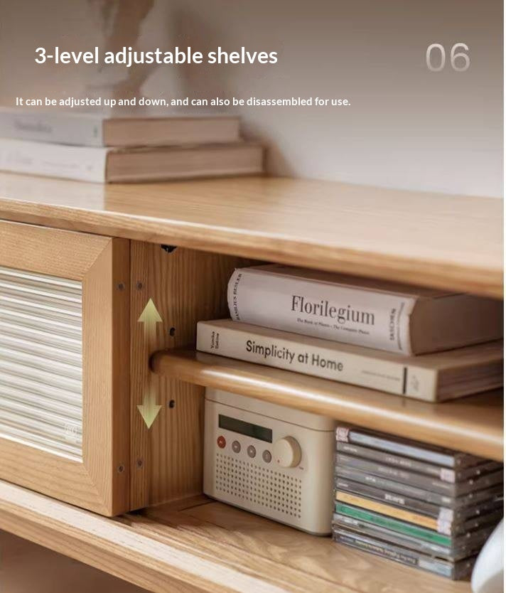 Ash Solid Wood Modern Locker Floor TV Cabinet.