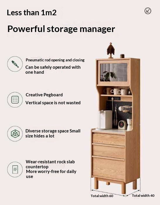 Oak Solid Wood Corner Sideboard with Simple Storage Cabinet