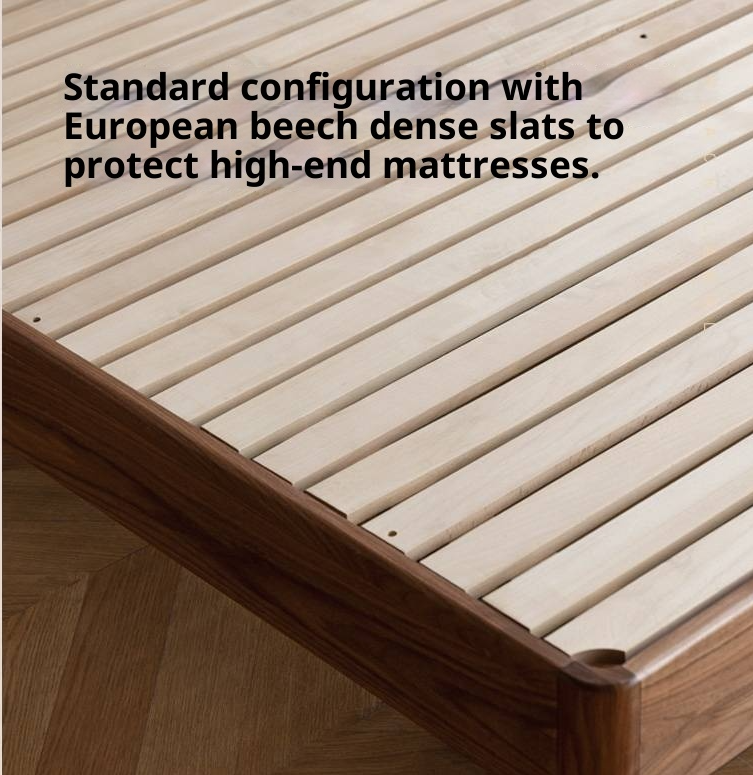 Black Walnut Solid Wood Italian Light Luxury Genuine Leather Soft Bed