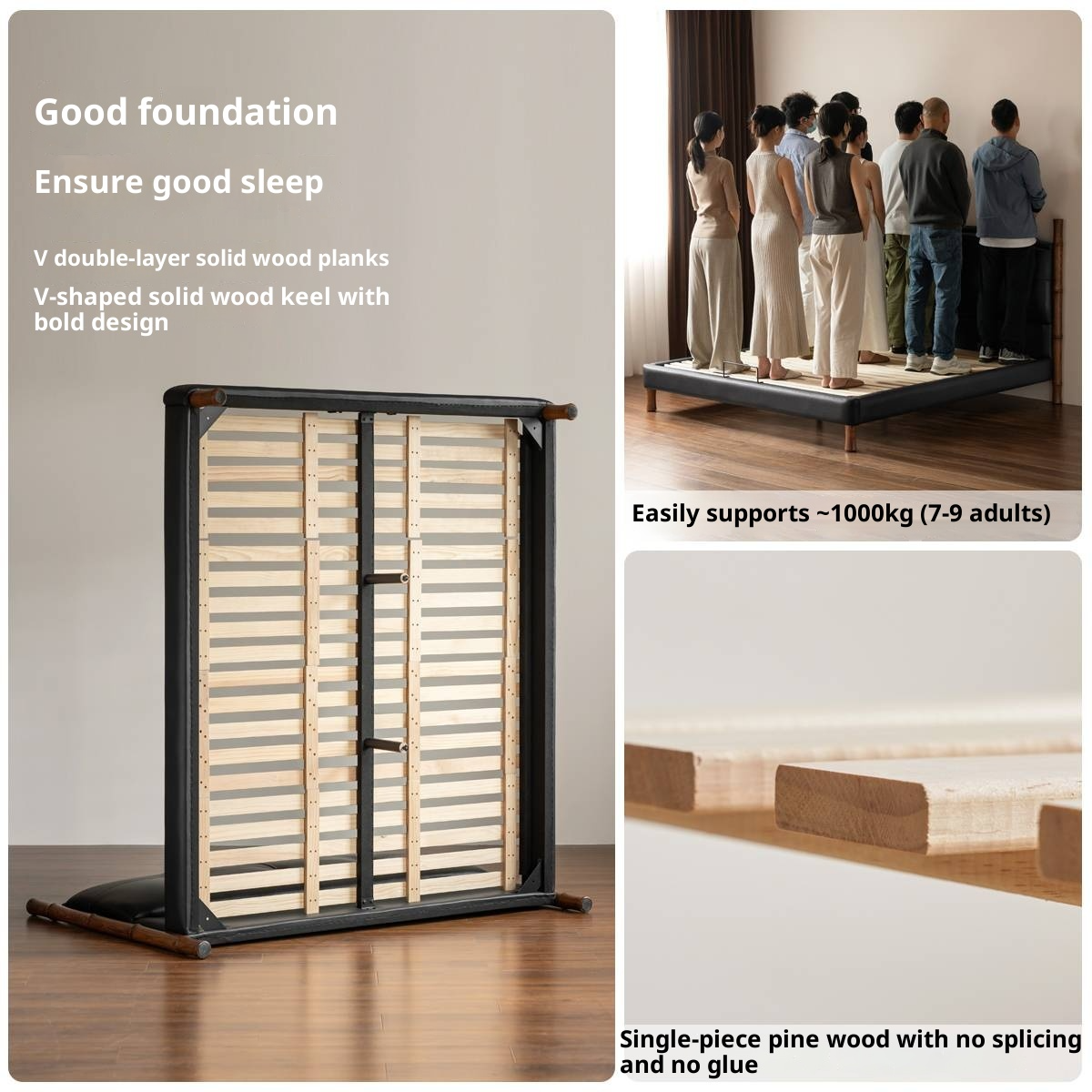 Genuine Leather Soft Headboard Bed