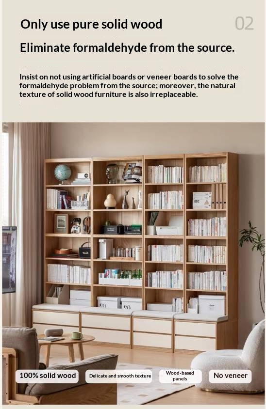 Oak Solid Wood Cream Style Bookcase