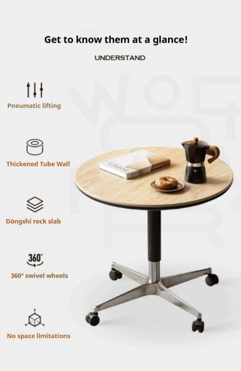 Oak Solid Wood Lifting Rock Plate Coffee Table.