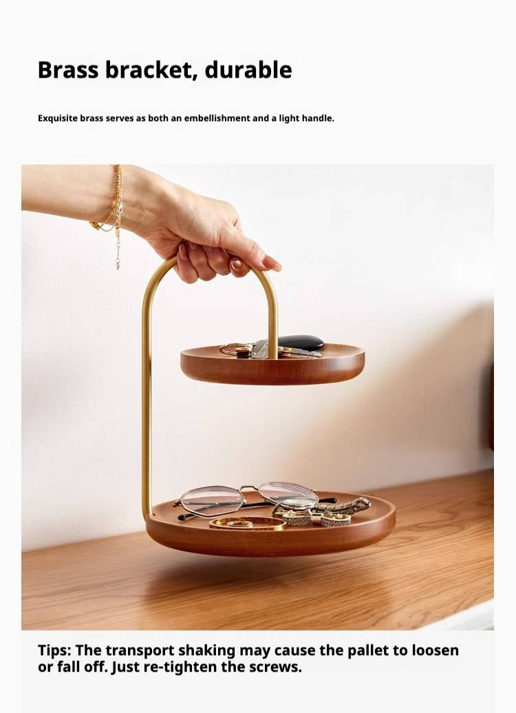 Double-layer ebony wood tray