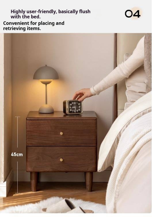 Black Walnut Solid Wood Italian Light Luxury Style Nightstand