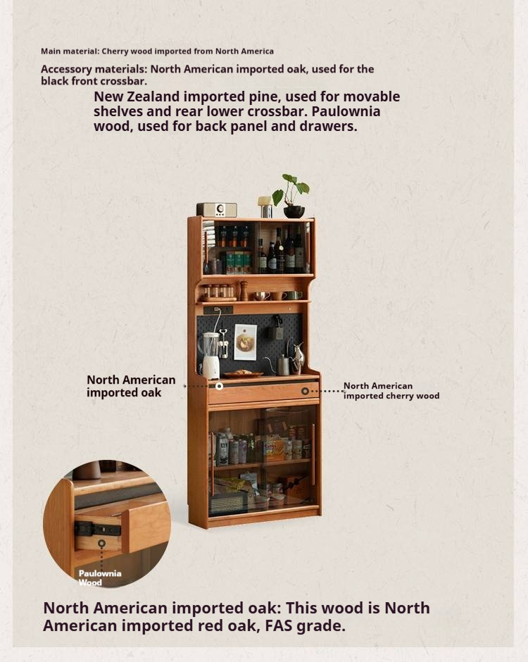 Cherry Solid Wood Ultra-thin Sideboard.