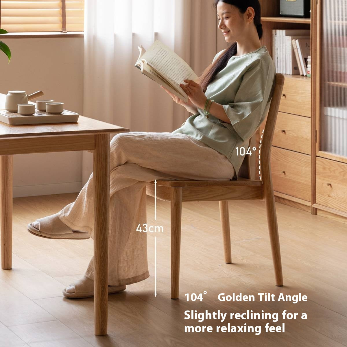 Set 4 pcs Oak Solid Wood New Chinese Style Dining Chair