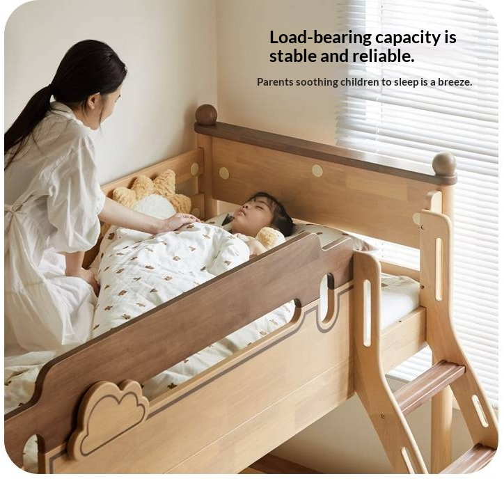 Rubberwood Solid Wood Children's Multifunctional Bunk Bed