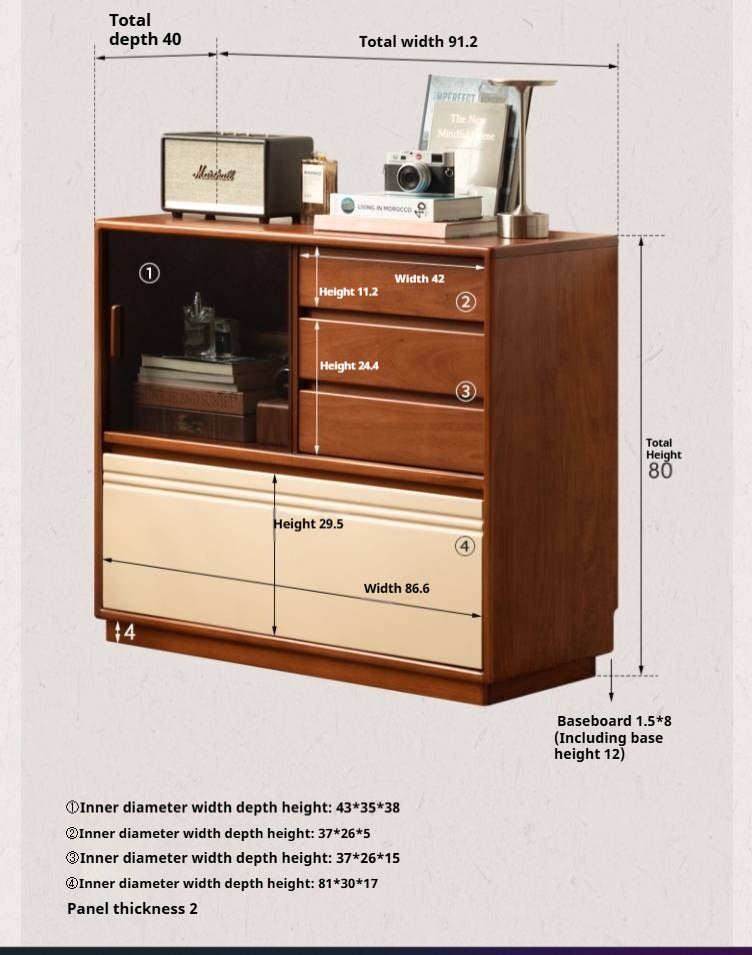 Tulipwood Solid Wood Antique Style Storage Cabinet