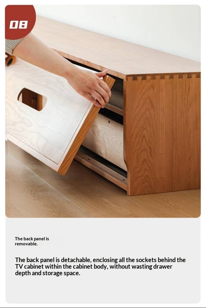 Cherry Solid Wood Floor TV Cabinet