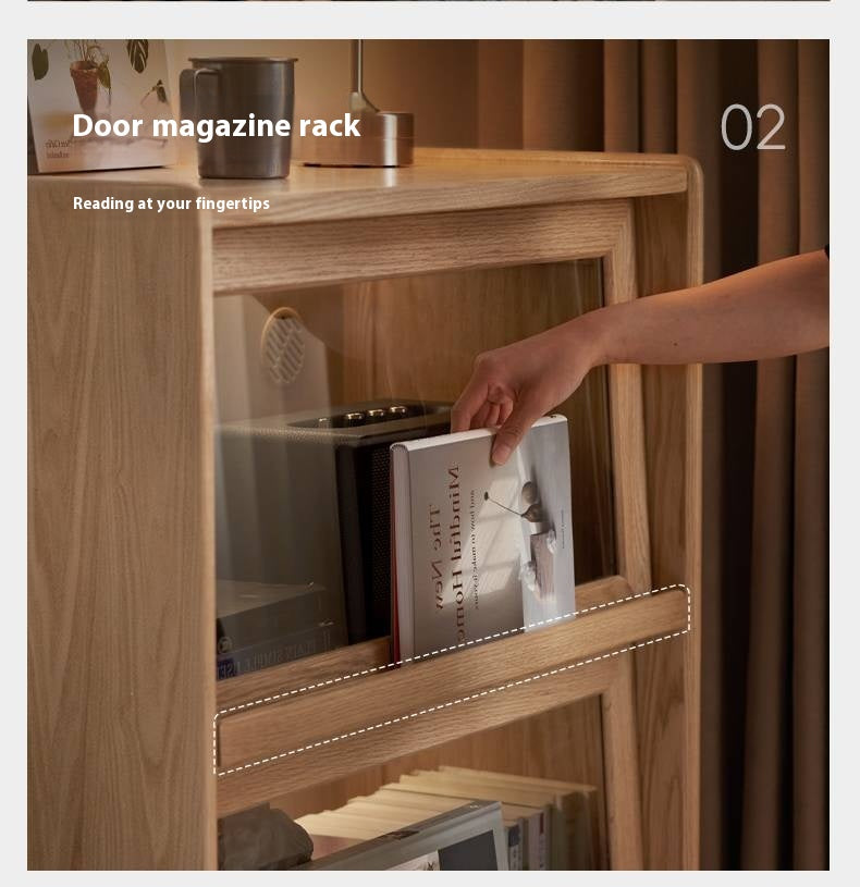 Ash Solid Wood Modern Side Cabinet.