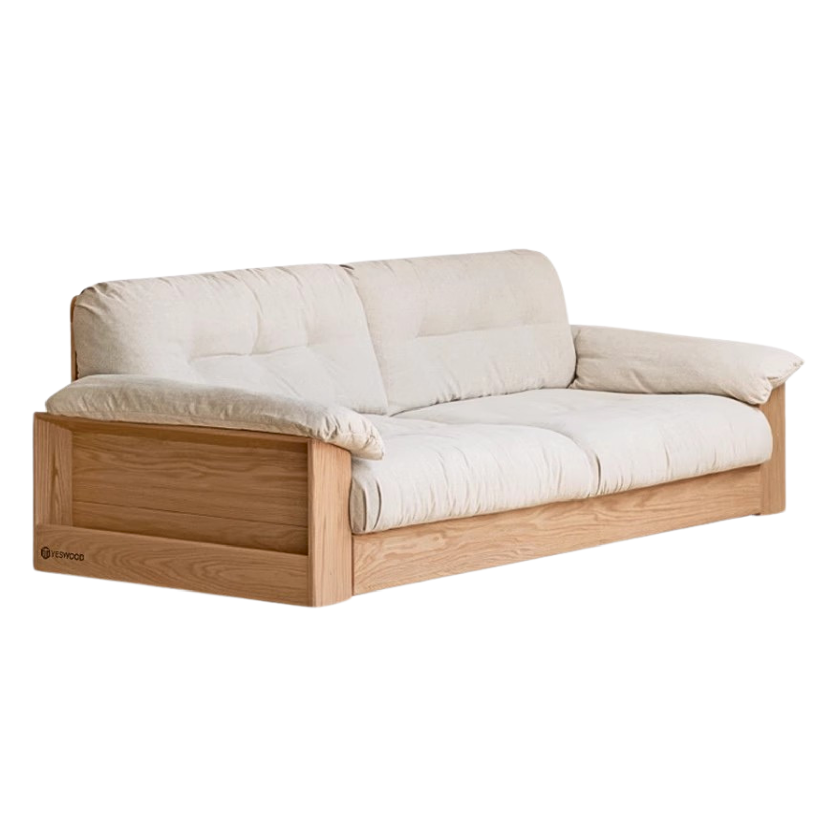 Oak Solid Wood Floor Storage Sofa, Goose Down.