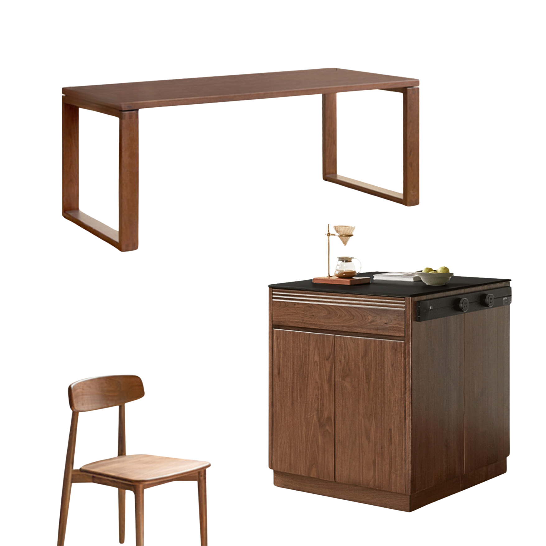 Black Walnut, Oak Solid Wood Island Light Luxury Sideboard