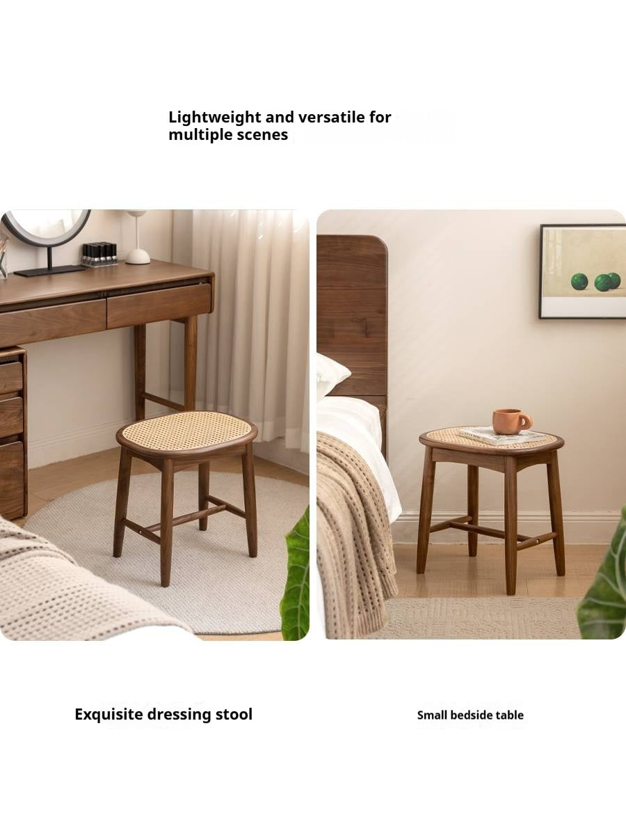 Black Walnut, Oak Solid Wood Modern Makeup Stool
