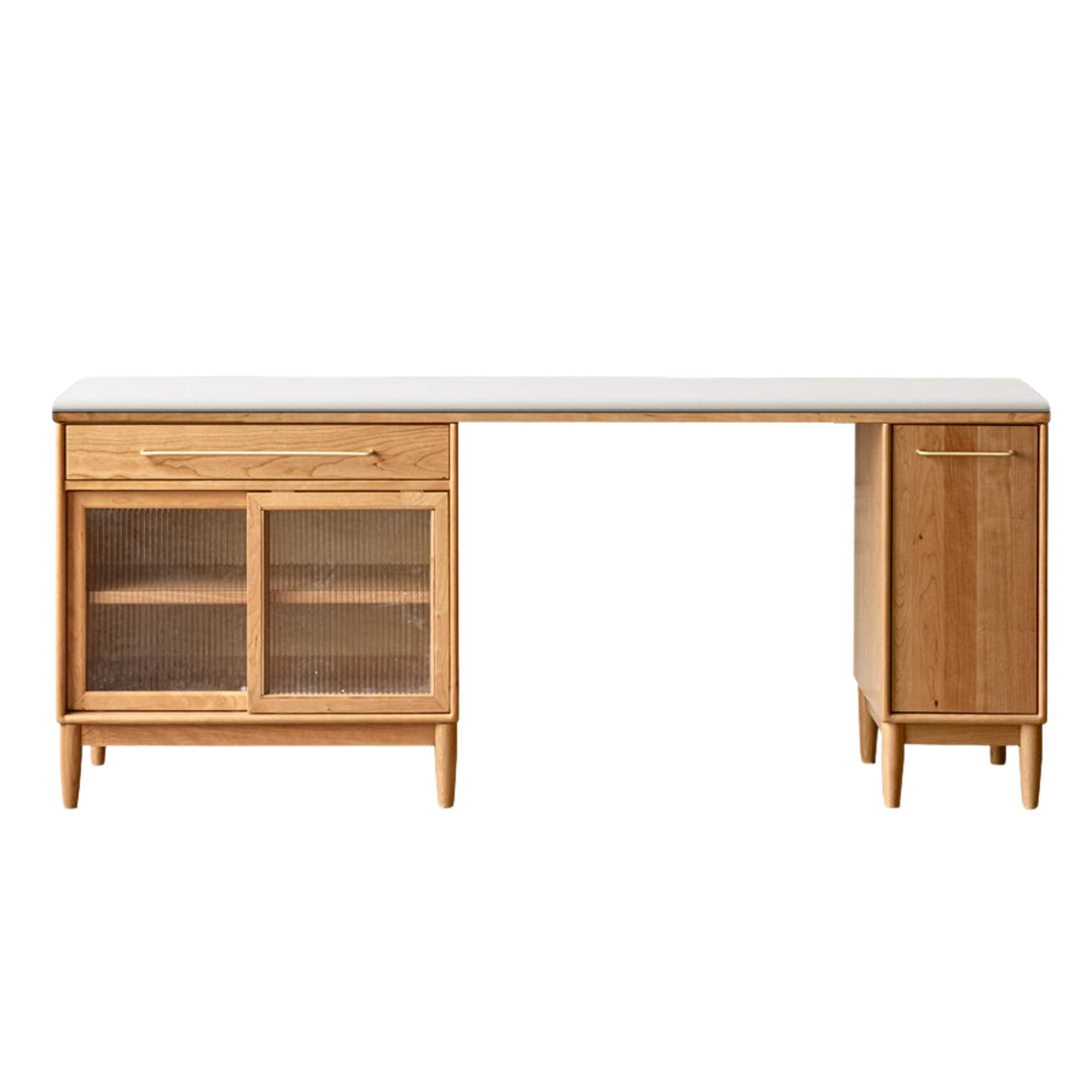 Cherry, Oak Solid Wood, Solid RubberWood Japanese Style Buffet Cabinet