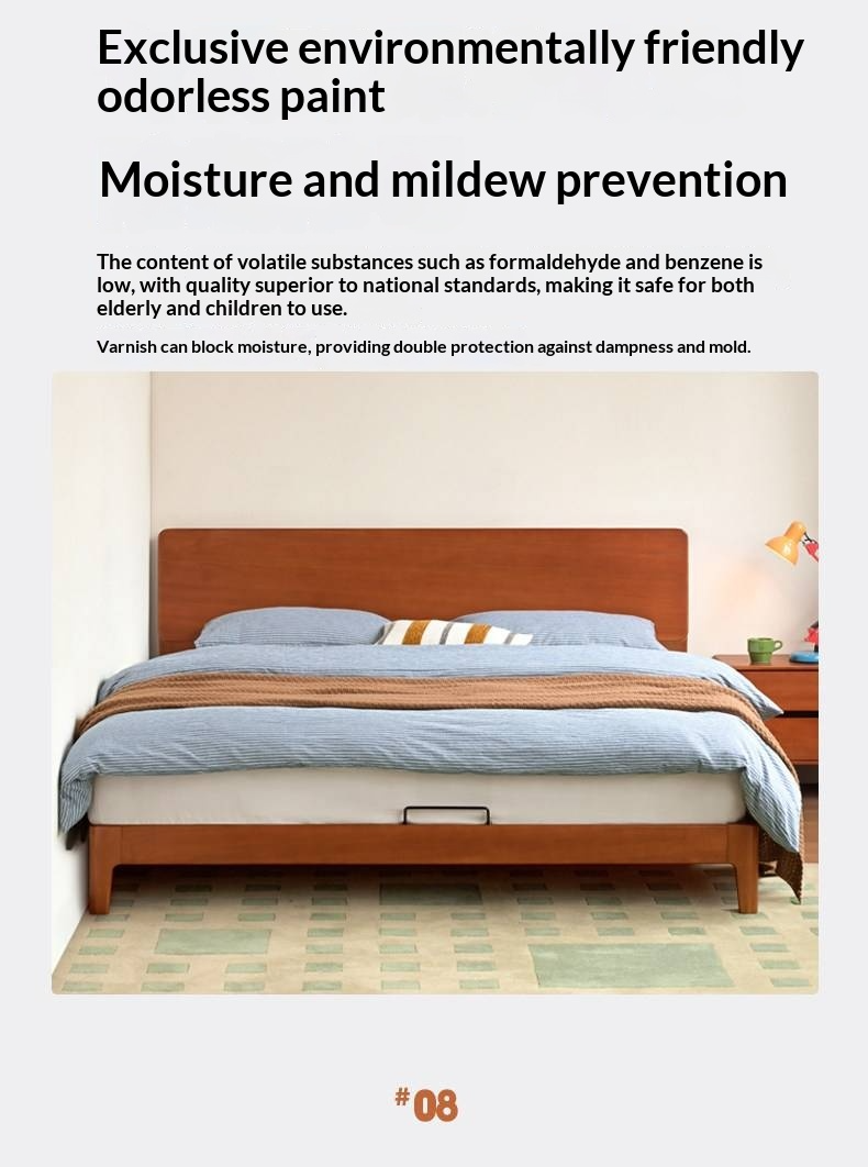 Poplar Solid Wood Bed — Retro Edge Vintage Slab Bed