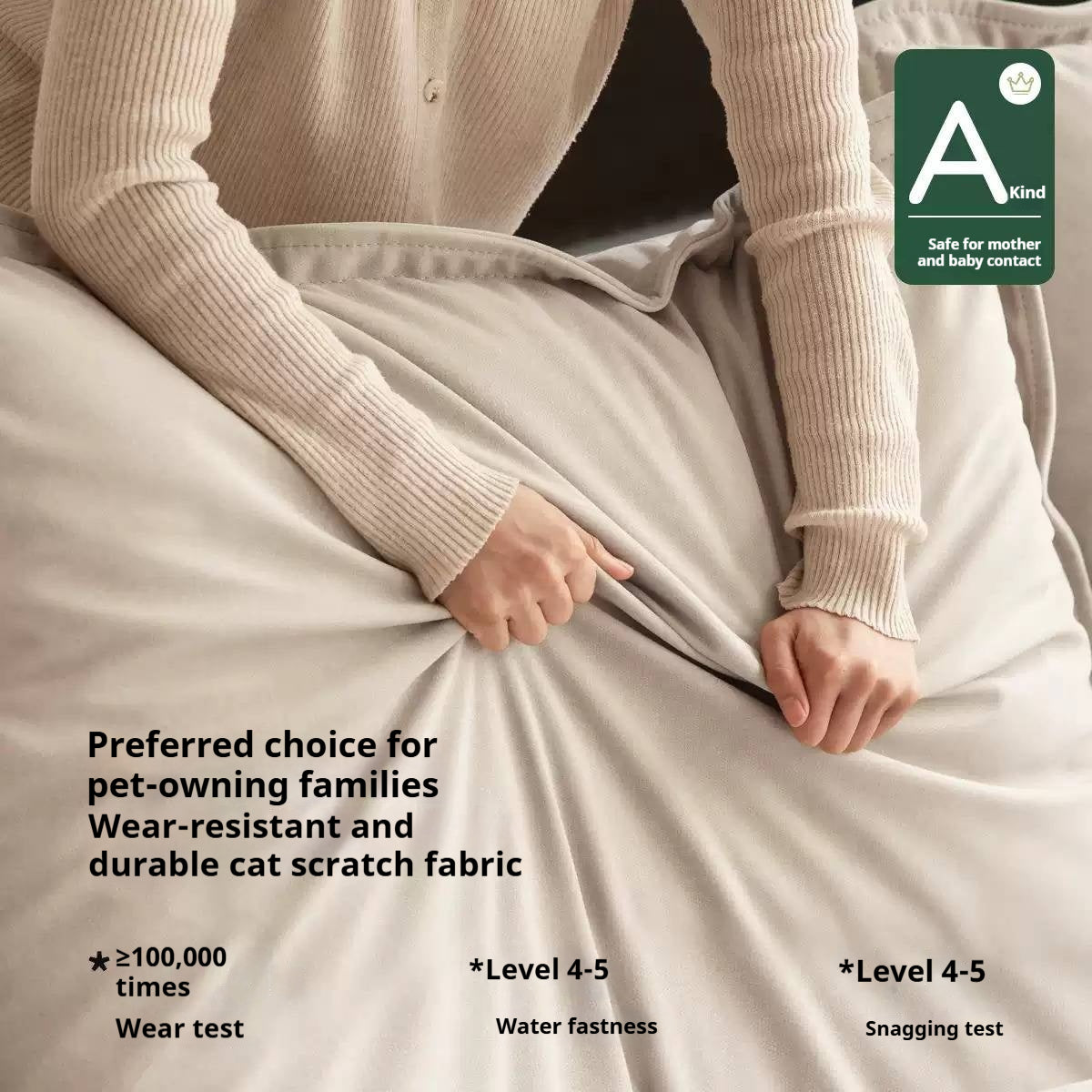 Cream Style Fabric Sofa with Pet-Friendly Scratch-Resistant Fabric, Fully Removable and Washable Design