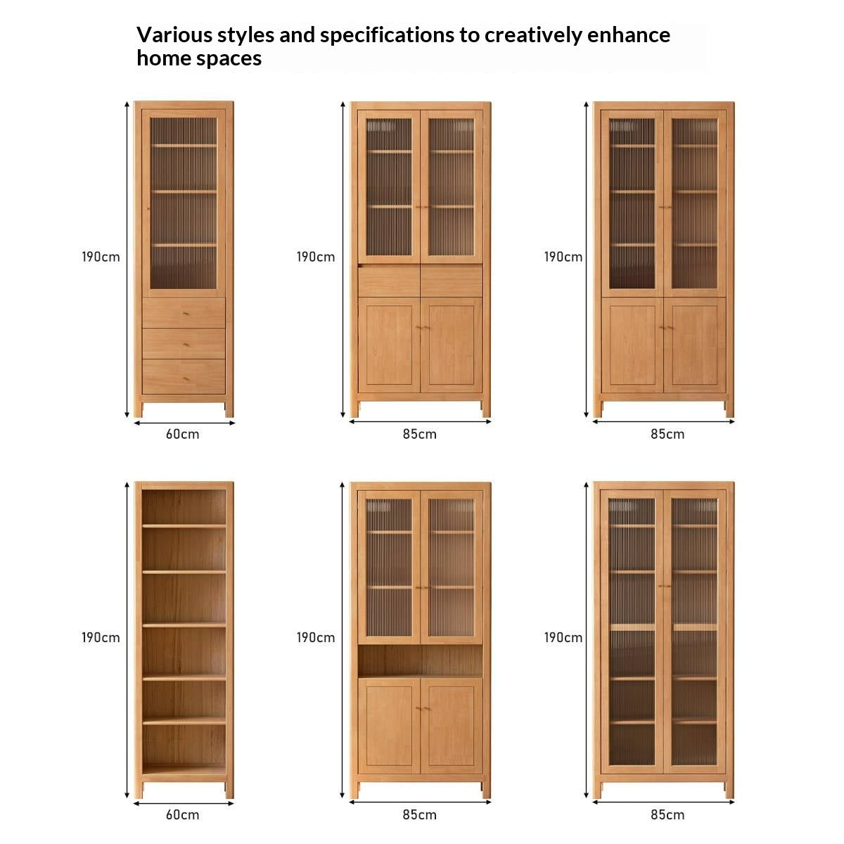 Solid Rubberwood Bookcase with Storage and Display Shelves