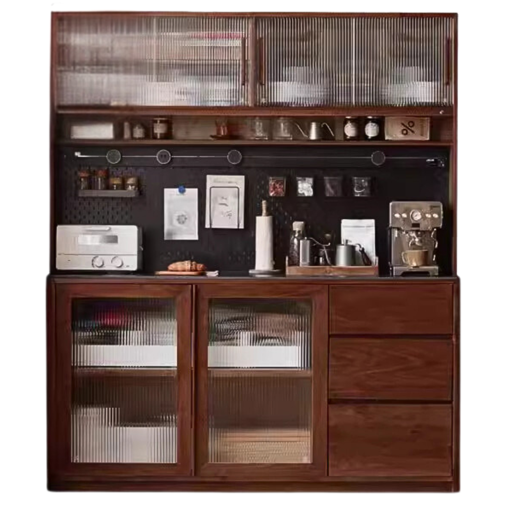 Black Walnut, Ash, Sandalwood Solid Wood Sideboard Hole Storage