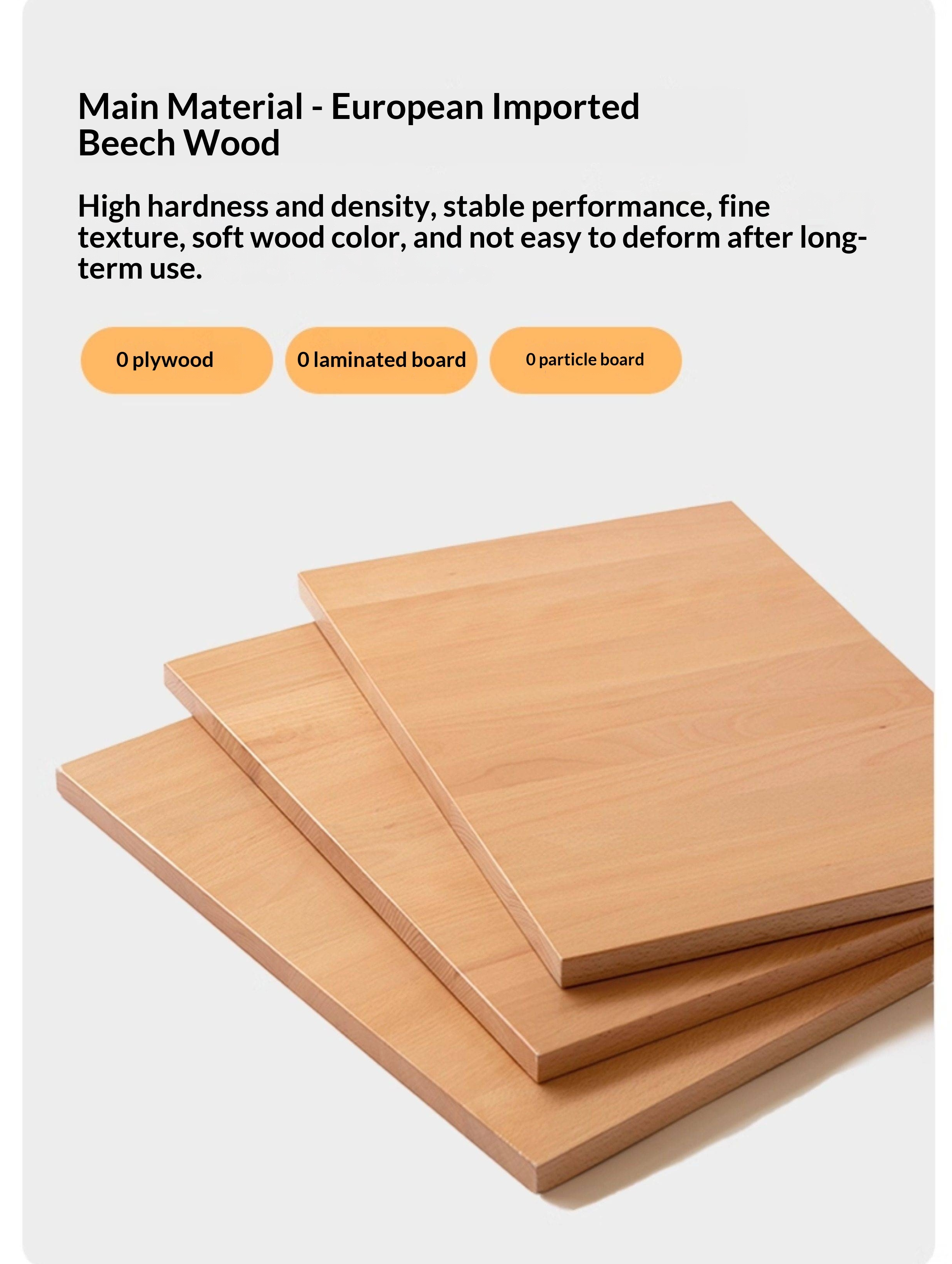 Beech Solid Wood Bed — Nordic Style, Modern Minimalist Design