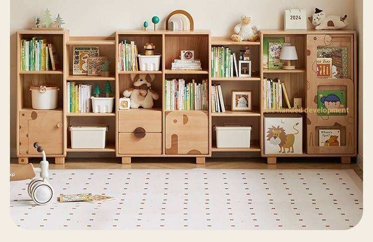 Oak Solid Wood Multi-Layer Children's Bookcase