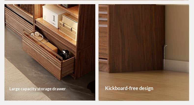 Black Walnut Solid Wood Combination Bookcase with Floor Display and Luxury Storage