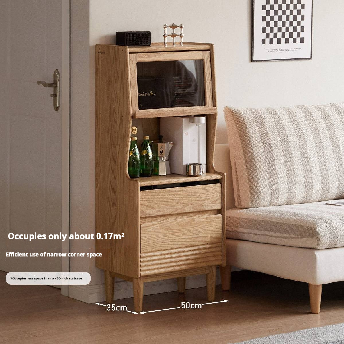 Oak Solid Wood Modern Style Side Cabinet