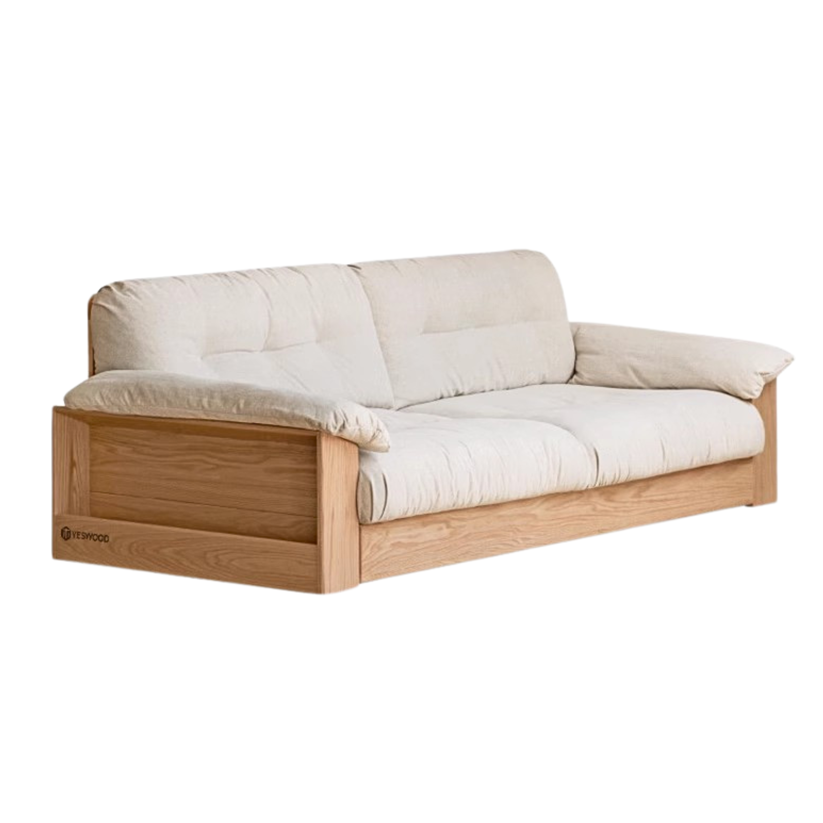 Oak Solid Wood Floor Storage Sofa, Goose Down.
