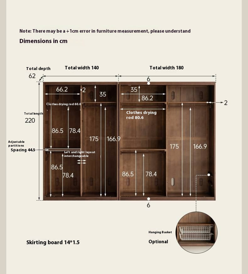 Black Walnut Solid Wood Italian Luxury Sliding Door Wardrobe