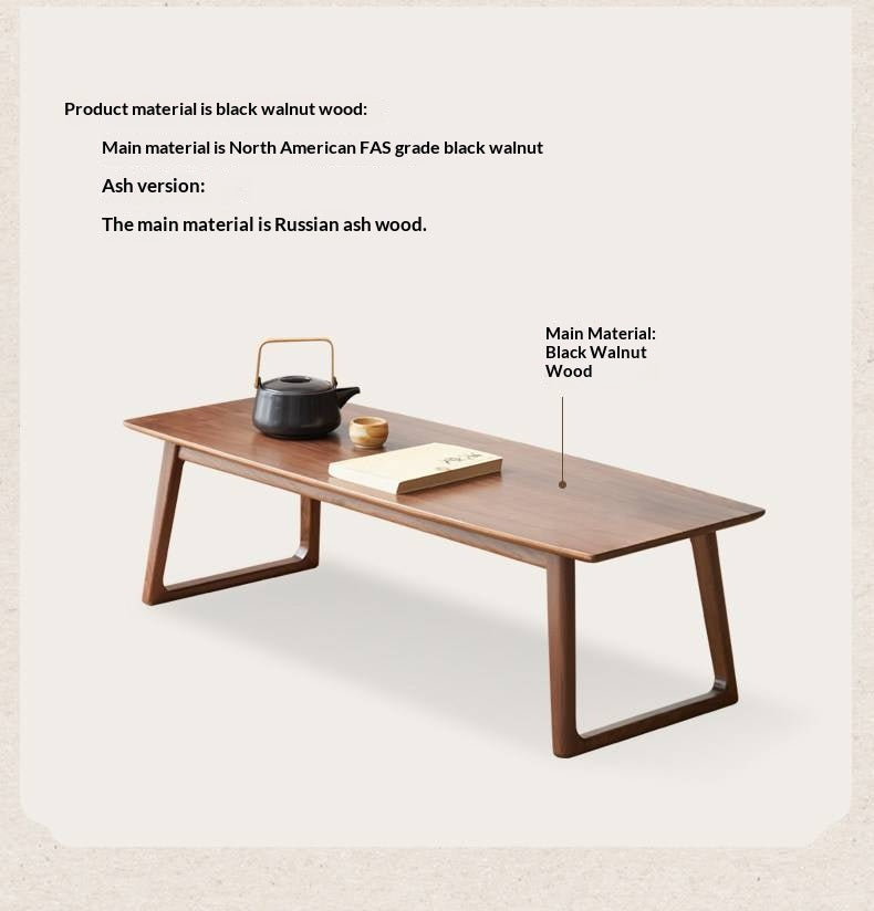 Black Walnut, Ash Solid Wood Low Small Coffee Table