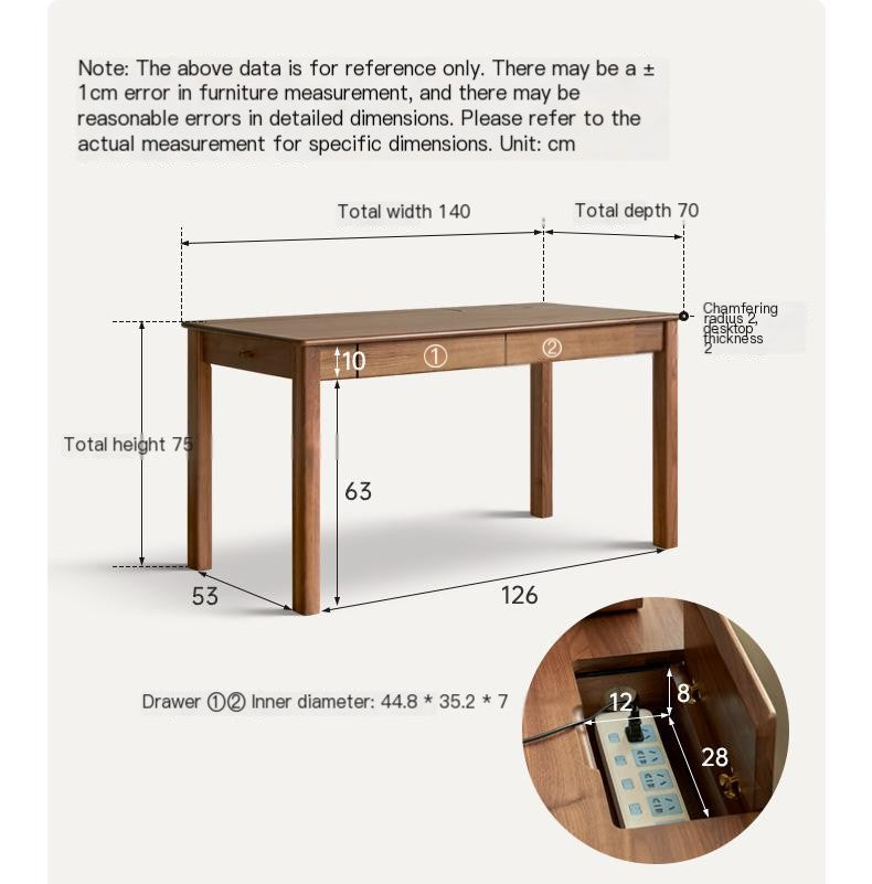 Black Walnut, Ash, Sandalwood Solid Wood Office Desk
