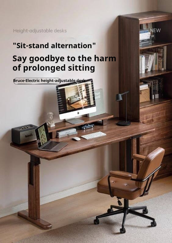 Black Walnut, Oak, Sandalwood, Ash Solid Wood Electric Elevating Desk