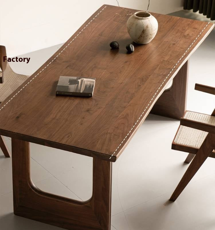 Black Walnut, Sandalwood Solid Wood Wabi Sabi Style Large Board Dining Table