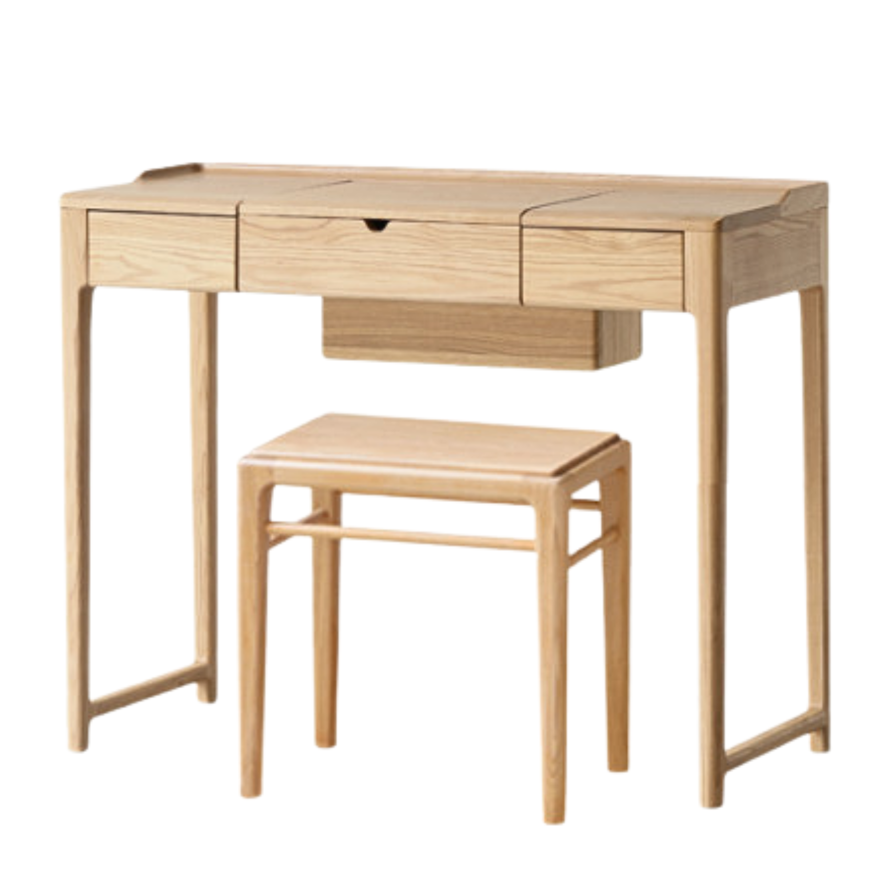 Ash Solid Wood Small Flip Vanity Table.