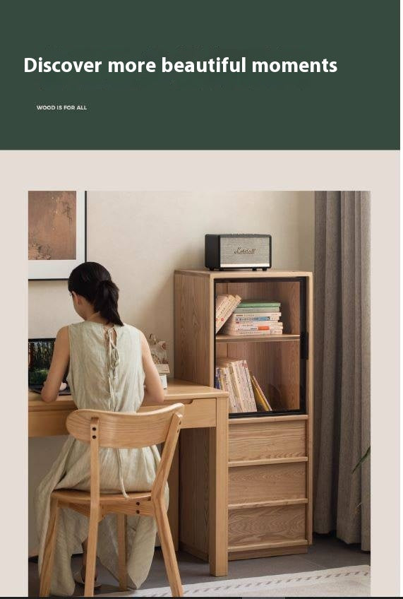 Ash Solid Wood Modern Side Cabinet.