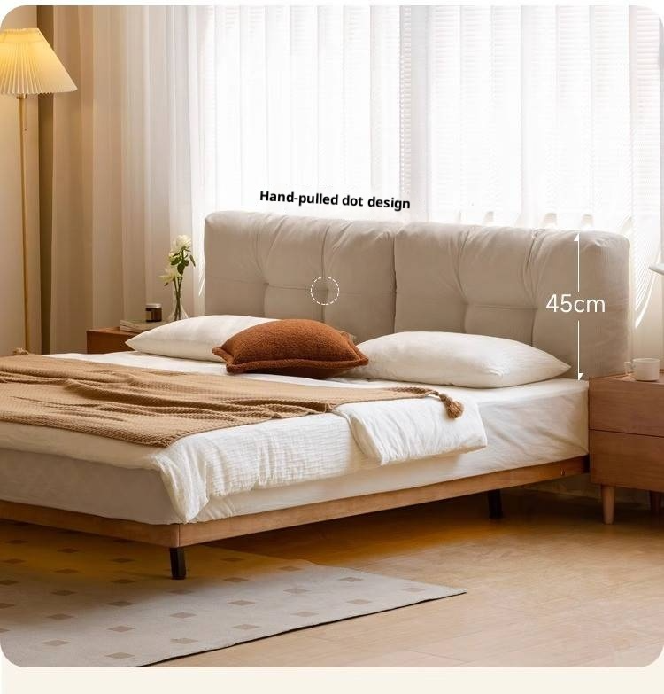 Rubberwood Solid Wood Floating Soft Upholstery Bed