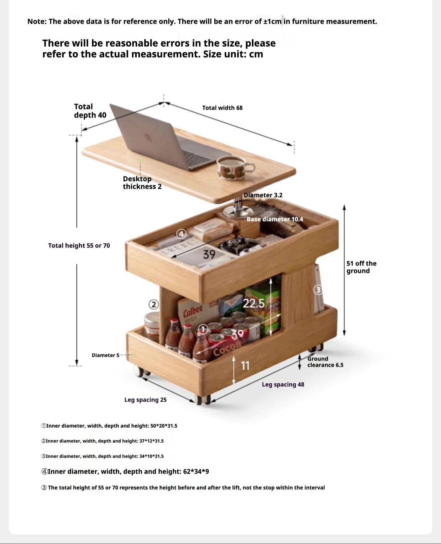 Oak, Ash, Cherry, Black Walnut Solid Wood Rotating Side Table