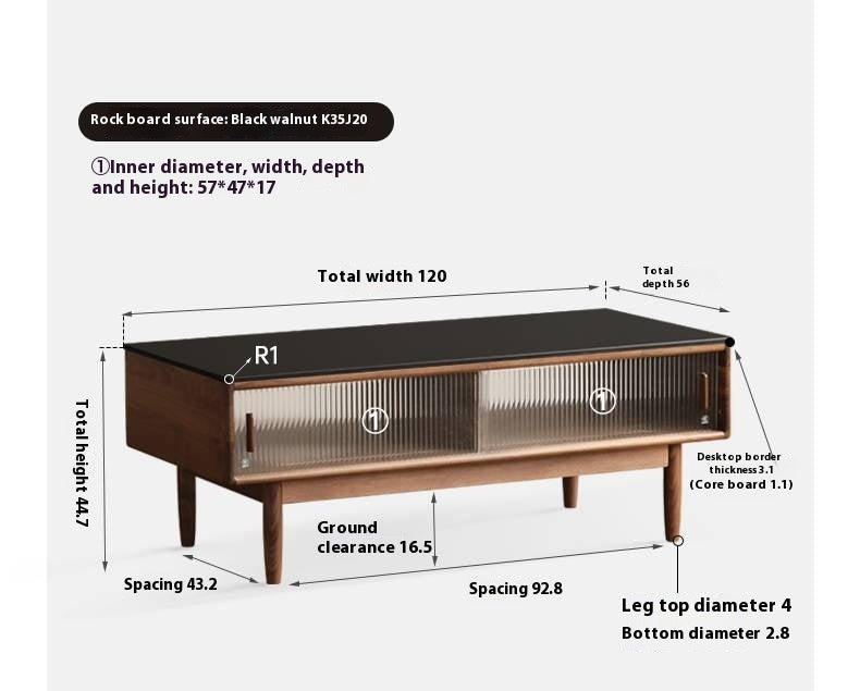 Black Walnut, Oak, Solid Rubberwood Solid Wood Modern Style Coffee Table