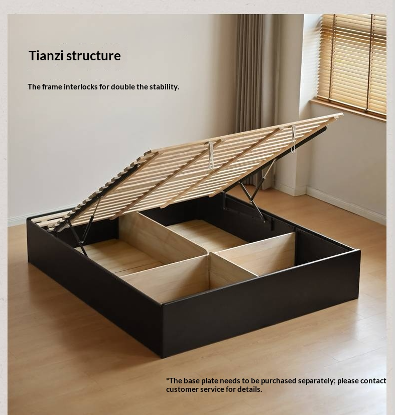 Rubberwood Solid Wood Platform Bed, Headboard-Free Box Bed, Modern Minimalist