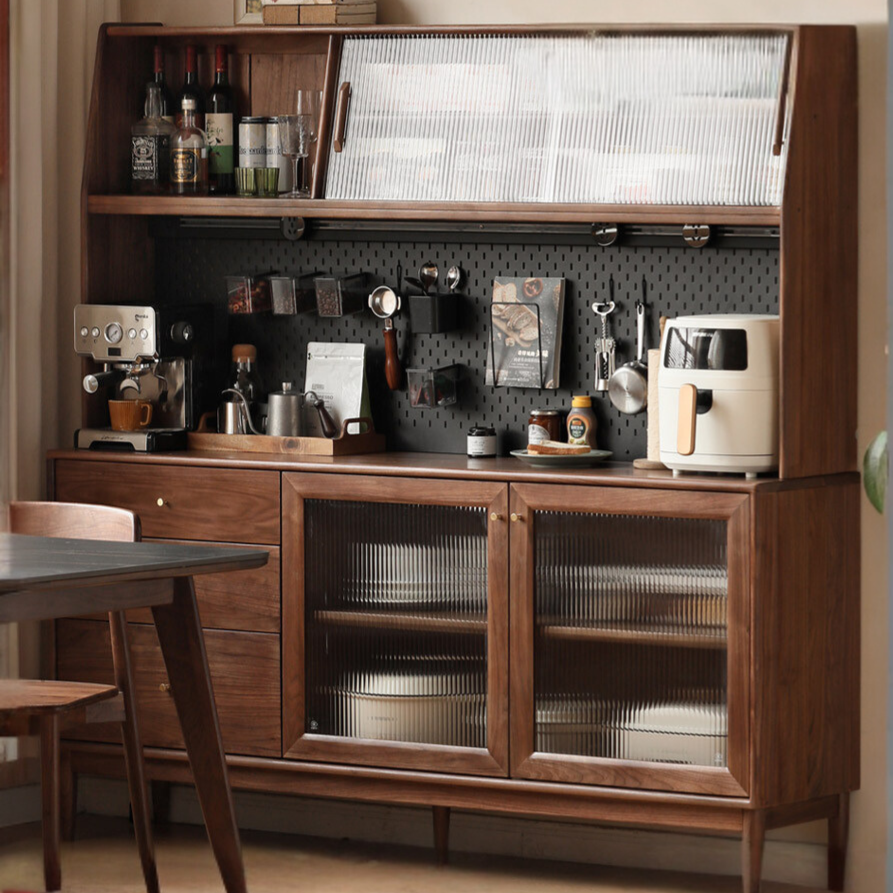 Black Walnut , South American Walnut Solid Wood Sideboard, Buffet Cabinet