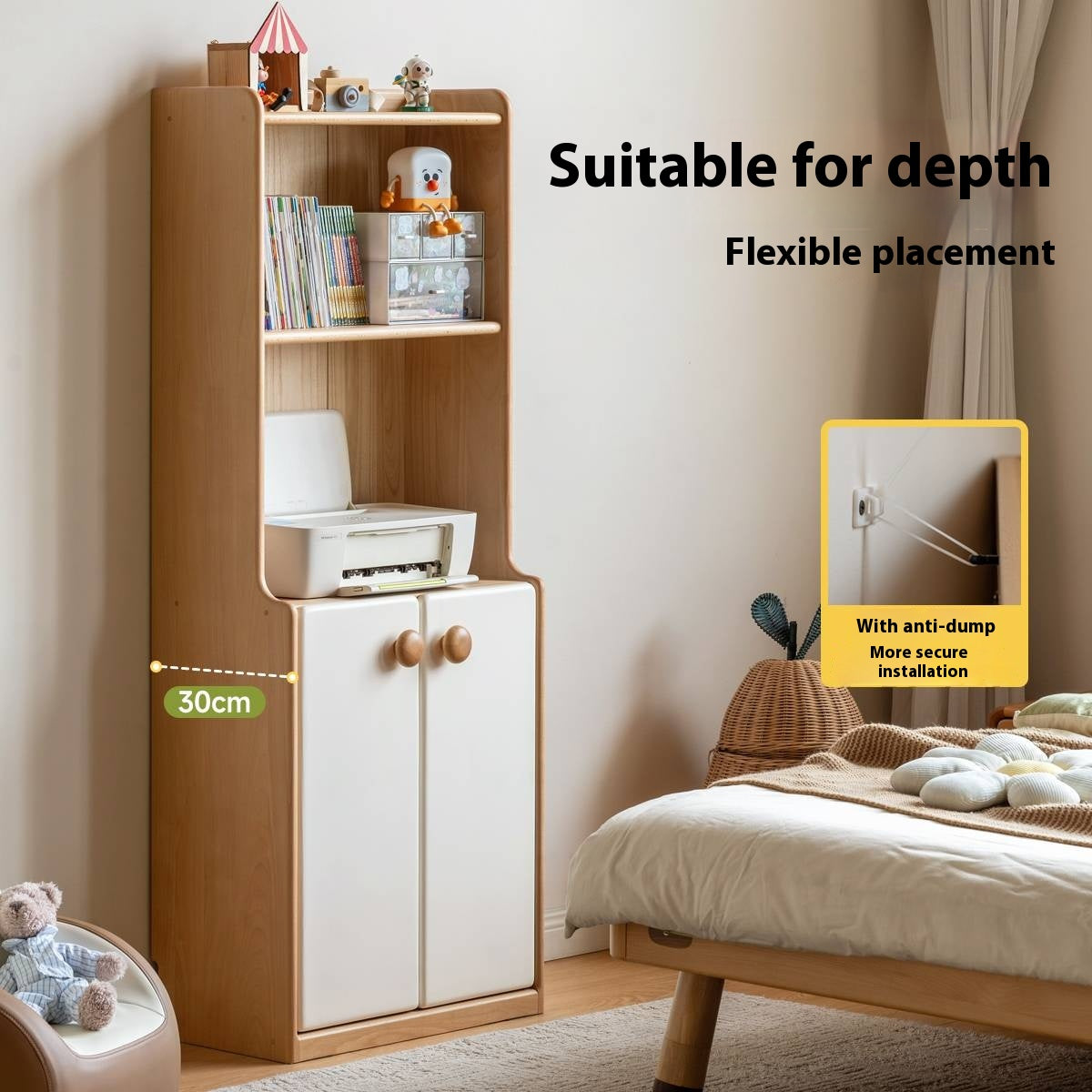 Beech Solid Wood Children's Bookcase.