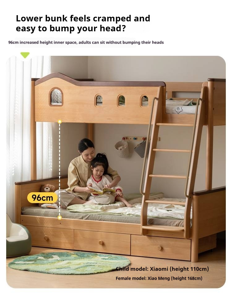Beech Solid Wood Detachable Bunk Bed with Playful Design