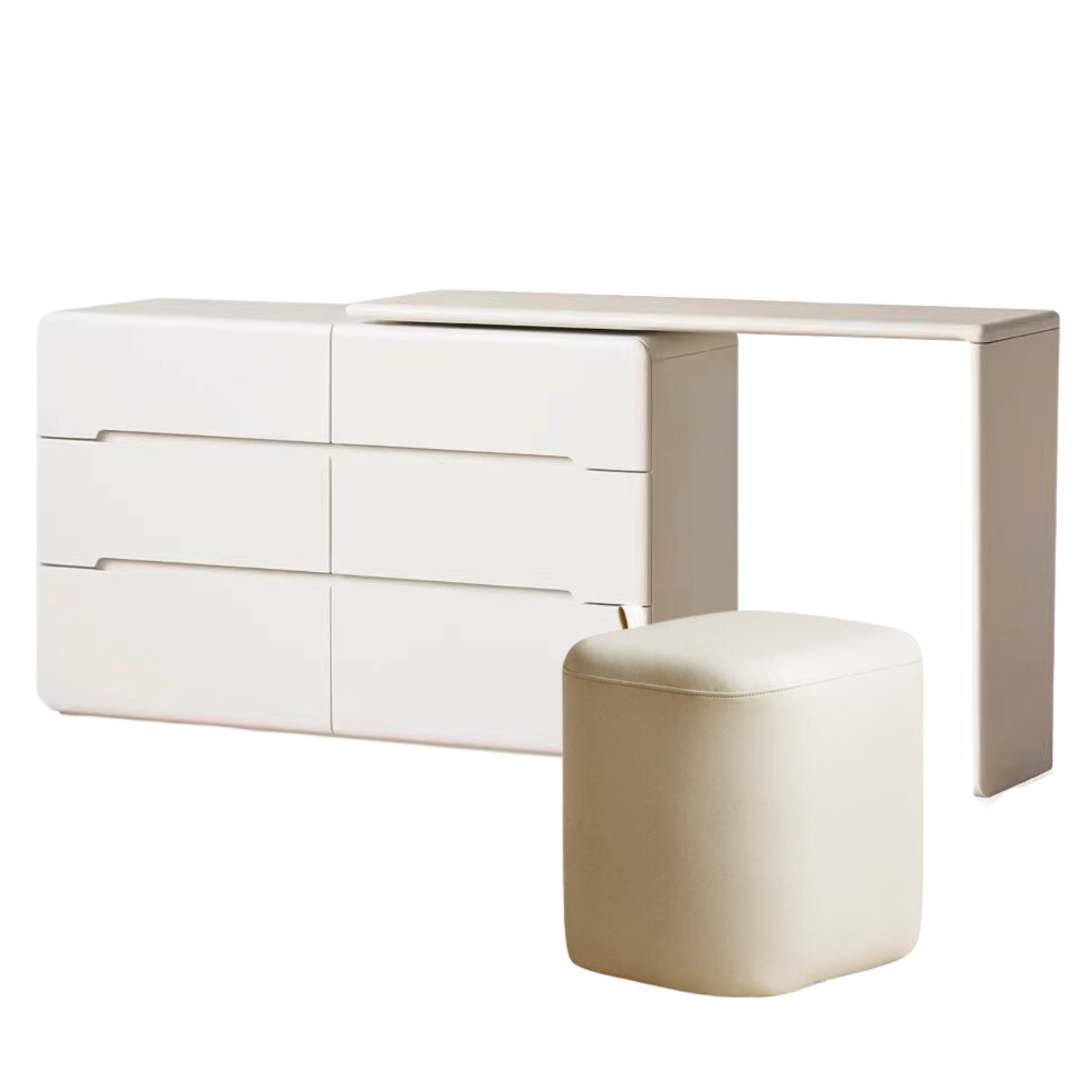 Poplar Solid Wood, Solid Rubberwood Cream Air Makeup Table.